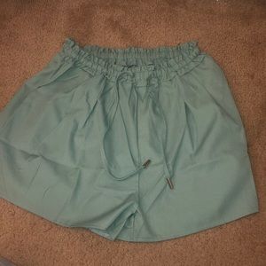 mint green drawstring waist shorts with pockets